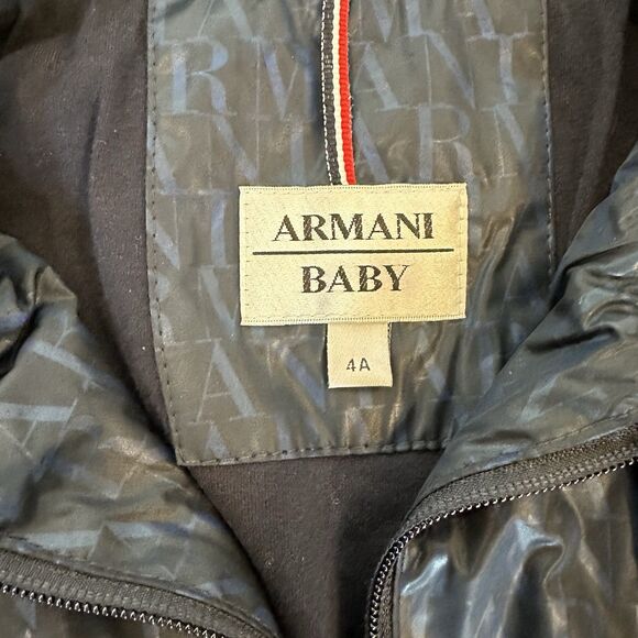 Armani Baby Jacket Logo Designer Water Repellent Size 4T / 4A Toddler Kids AOP - Picture 3 of 7